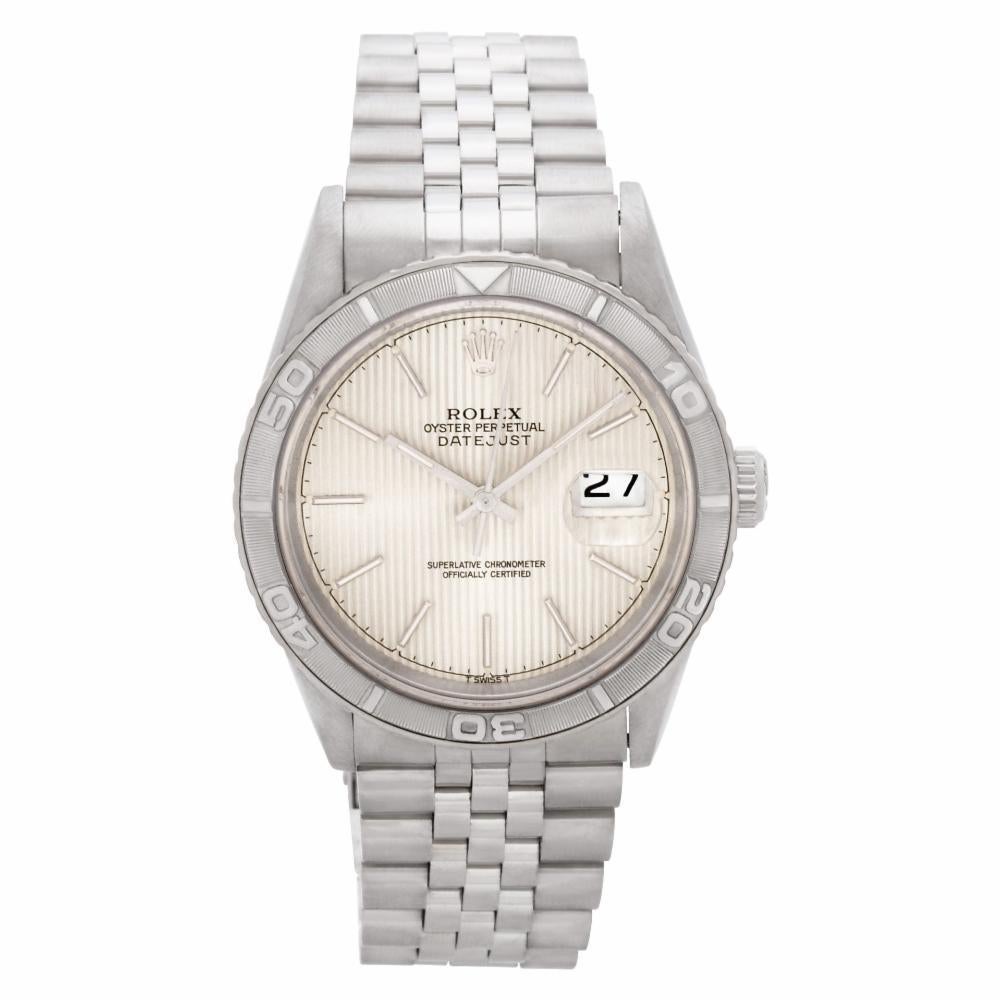Rolex Datejust Reference #:16264. Gents Rolex Thunderbird in stainless steel with 18k white gold bezel. Auto w/ sweep seconds and date. Ref 16264. Circa 1994 Fine Pre-owned Rolex Watch. Certified preowned Rolex Thunderbird 16264 watch is made out of