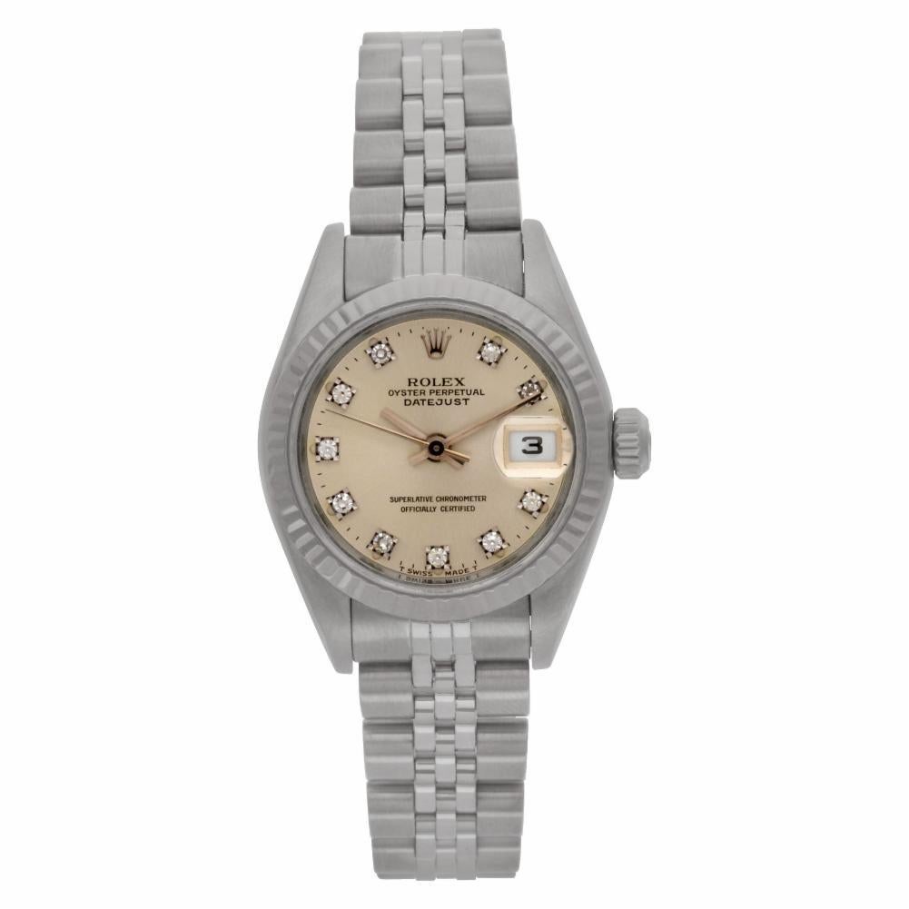 Rolex Datejust Reference #:79174. Rolex Datejust with original diamond dial in stainless steel. Auto. Ref 79174. Circa 2002. Fine Pre-owned Rolex Watch. Certified preowned Classic Rolex Datejust 79174 watch is made out of Stainless steel on a