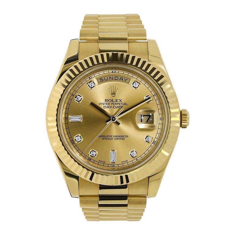 Certified Authentic Rolex Day-Date II40799 Gold Dial For Sale at 1stDibs