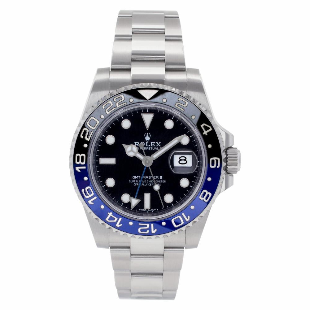 Rolex GMT Master II Reference #:116710BLNR. Rolex GMT-Master II in stainless steel with ceramic bezel. Auto w/ sweep seconds, date and dual time. With box, papers, and booklets. Ref 116710BLNR. Circa 2018. Fine Pre-owned Rolex Watch. Certified