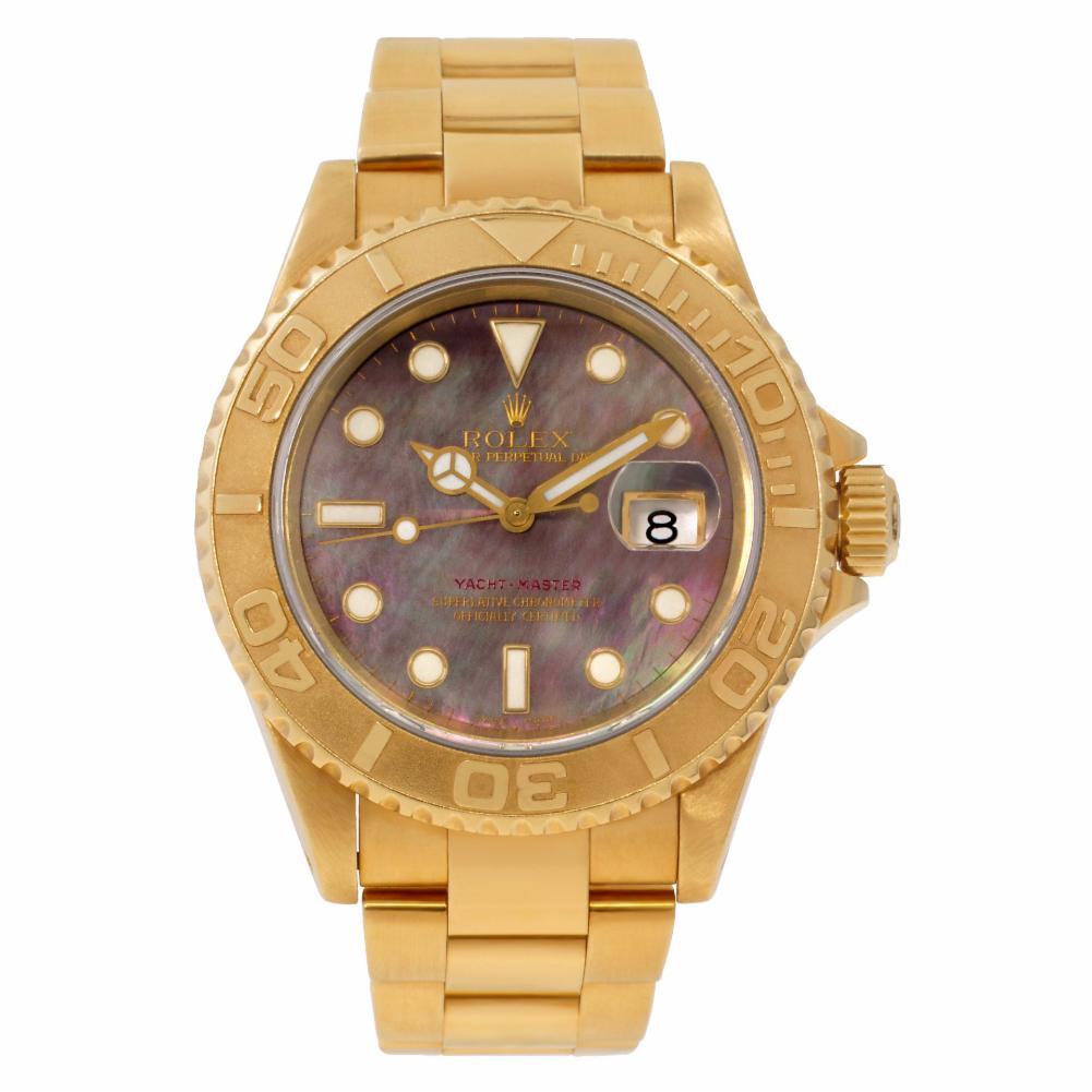 Rolex Yacht-Master Reference #:16628. Rolex Yacht-Master in 18k with original Tahitian Mother of Pearl dial. Auto w/ sweep seconds and date. Ref 16628. Circa 1995. Fine Pre-owned Rolex Watch. Certified preowned Sport Rolex Yacht-Master 16628 watch