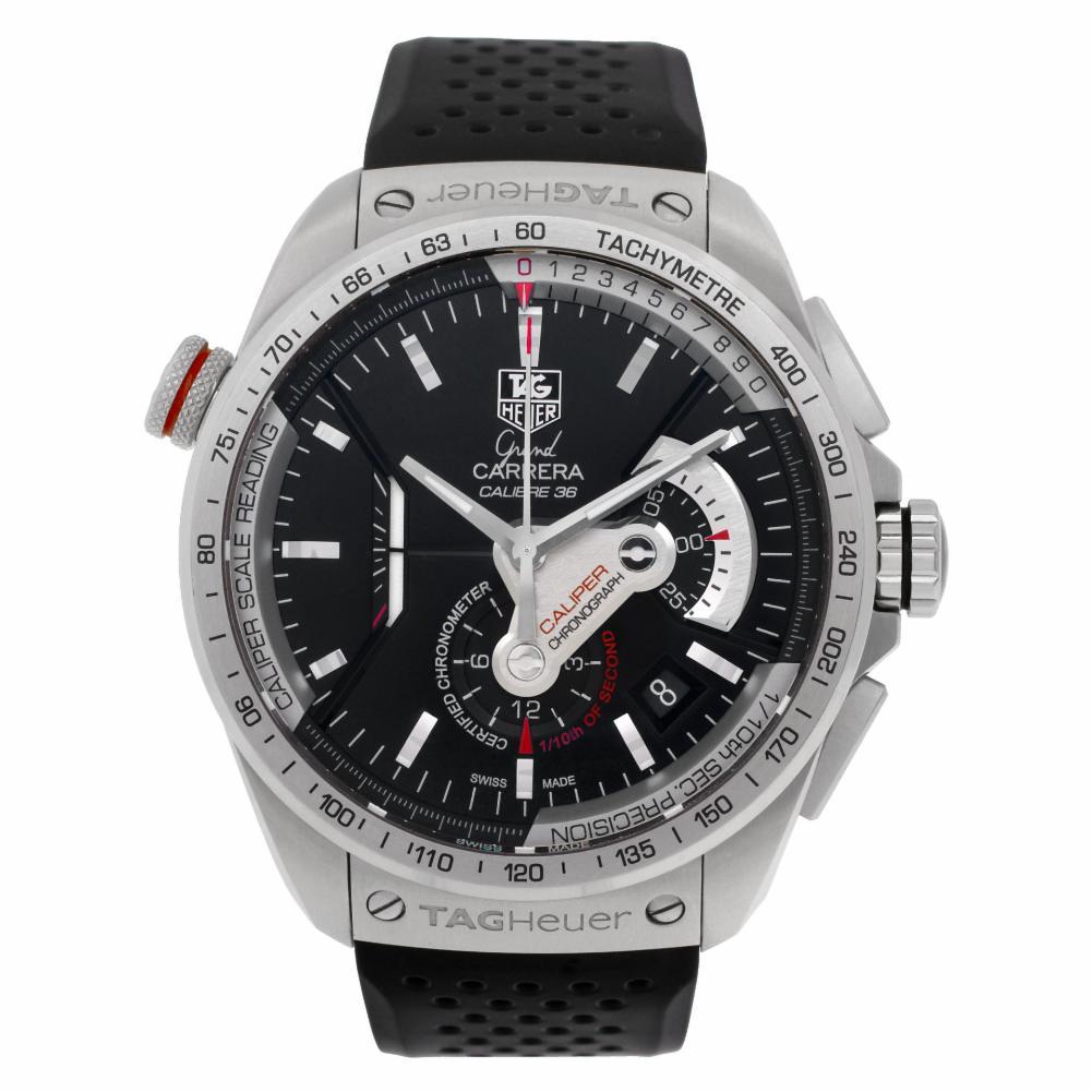 Tag Heuer Carrera Reference #:CAV5115.FT6019. Tag Heuer Carrera in stainless steel on a rubber strap. Auto w/ date and chronograph. Ref CAV5115.FT6019. Circa 2010's. Fine Pre-owned Tag Heuer Watch. Certified preowned Sport Tag Heuer Carrera