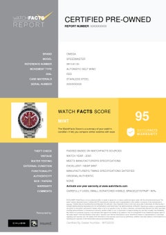 Certified Authentic and Warranty, Omega Speedmaster 4800, Millimeters Red Dial