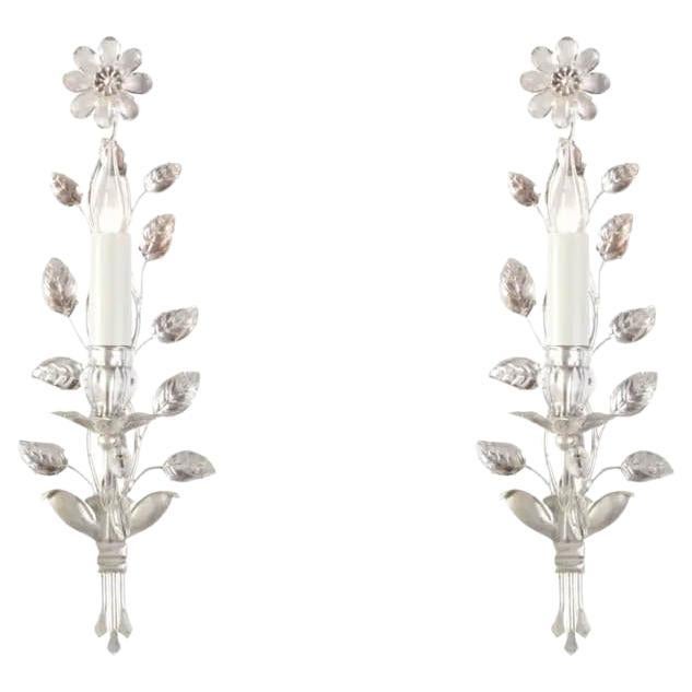 Certified Bagues Sconces #41 1-Arm Flower in Gilt Gold or Gilt Silver Finish For Sale