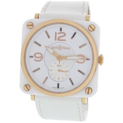 Certified Bell & Ross Aviation BRS-98-WCR with Rose Gold Bezel and White Dial