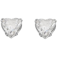Certified Big Diamond Heart 2.25 & 2.54Ct Solitär:: Einzelstein-Ohrstecker