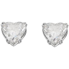 Certified Big Diamond Heart 2.25 & 2.54Ct Solitaire, Single Stone Stud Earrings