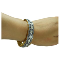 Certified big natural uncut Diamonds sterling silver Gold plated bracelet
