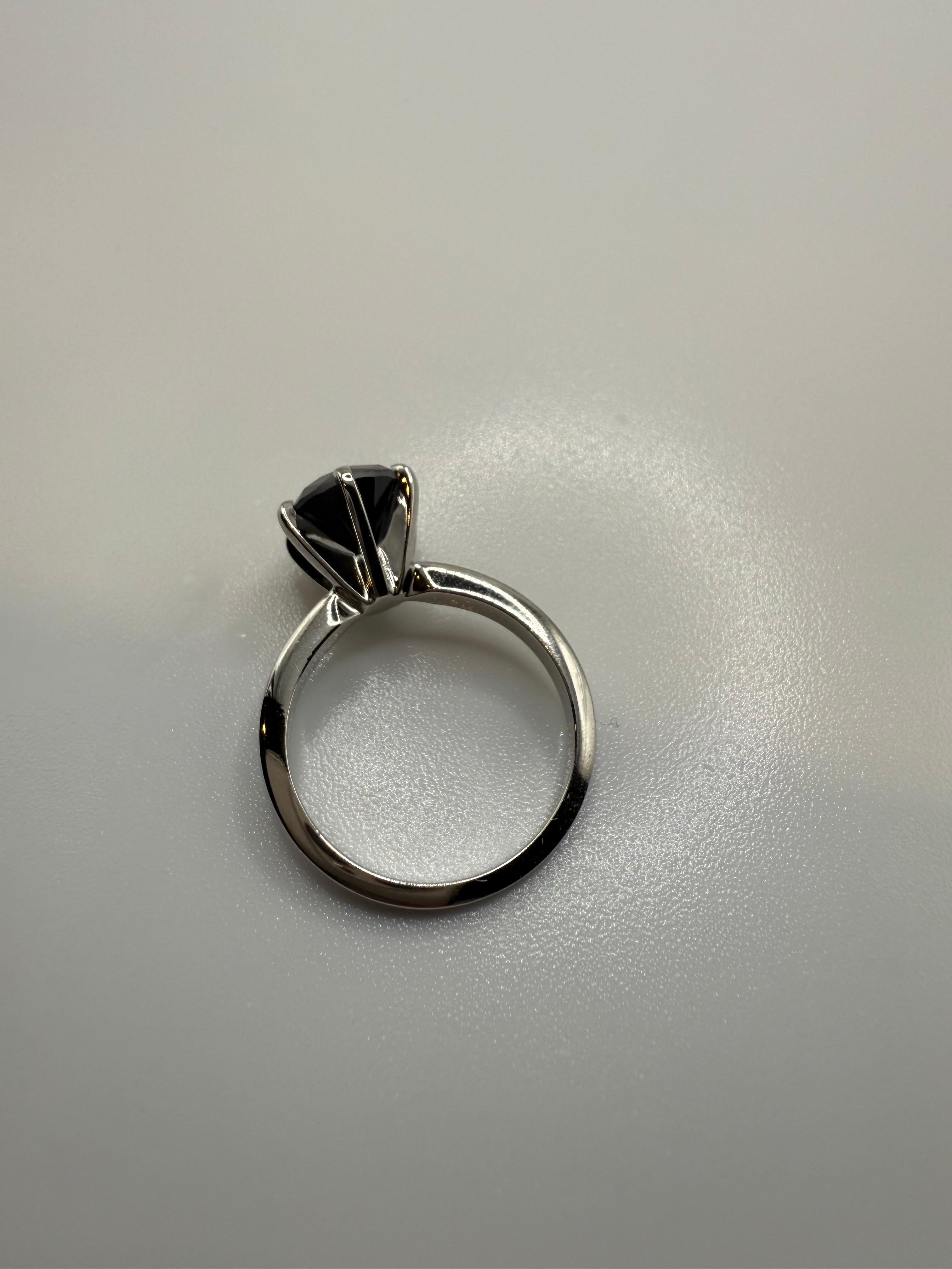 da uomo o donna Anello di fidanzamento con diamante nero certificato, oro 14KT in vendita