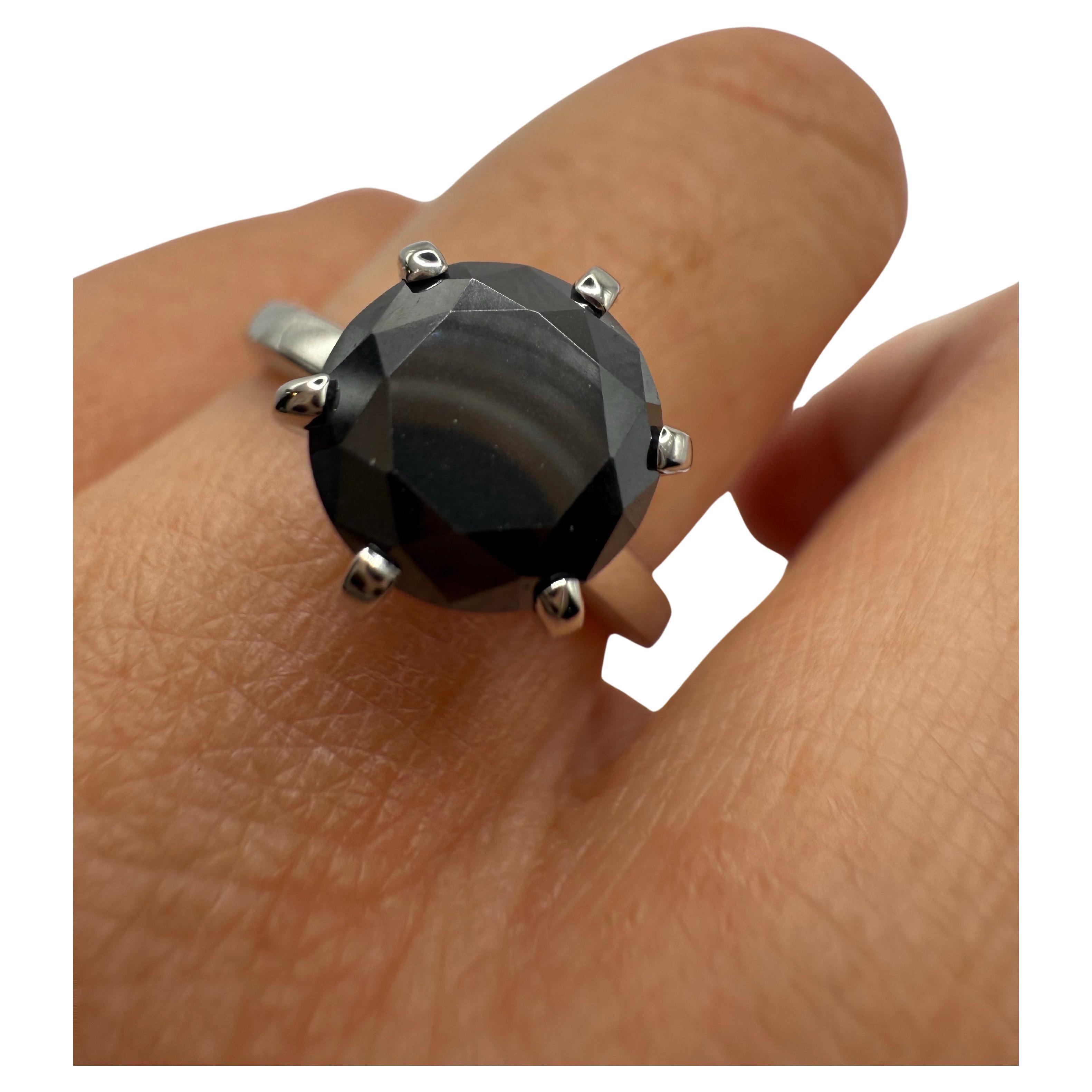 Certified Black diamond engagement ring 14KT gold