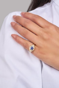 Certified Blue Sapphire & Diamond Signet Ring 'Natural & Untreated'