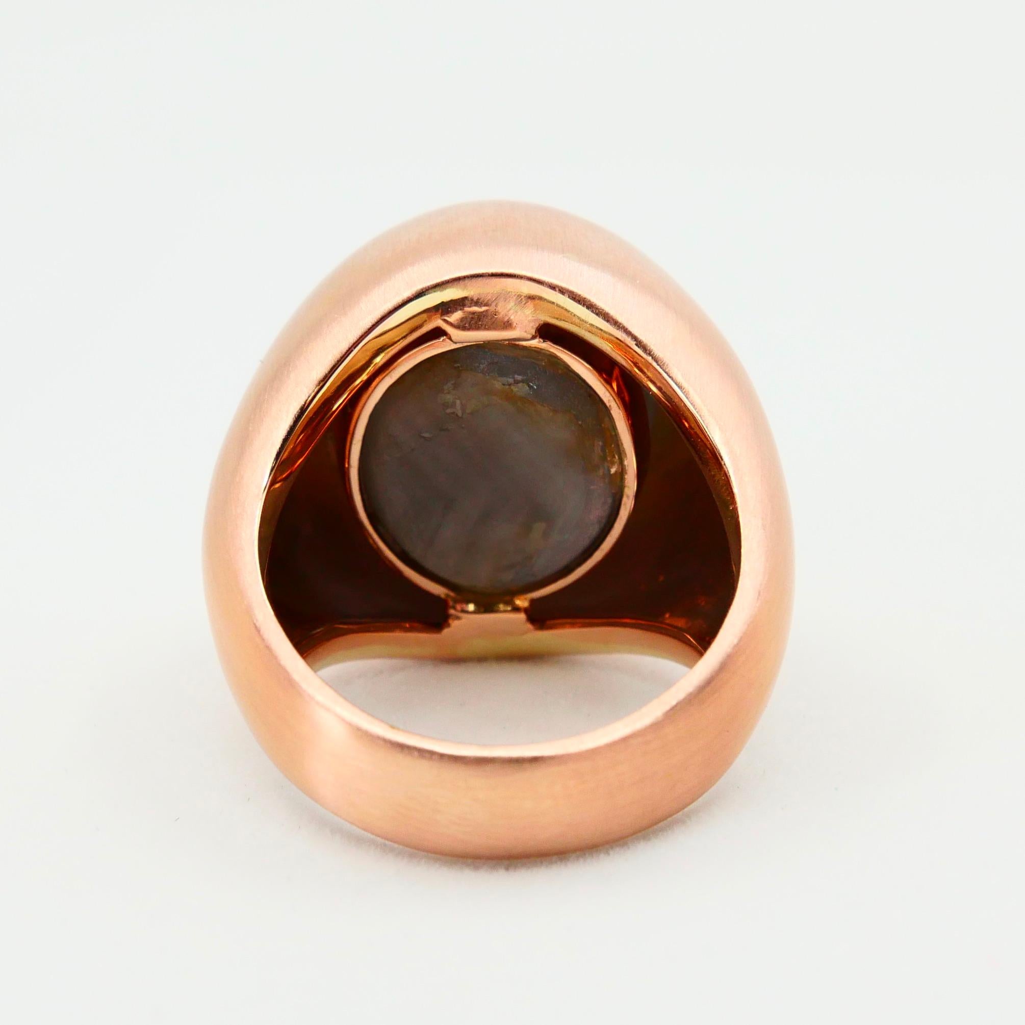 Certified Blue Star Sapphire 39.28 Carat Rose Gold Ring, Unisex, Strong Star 7
