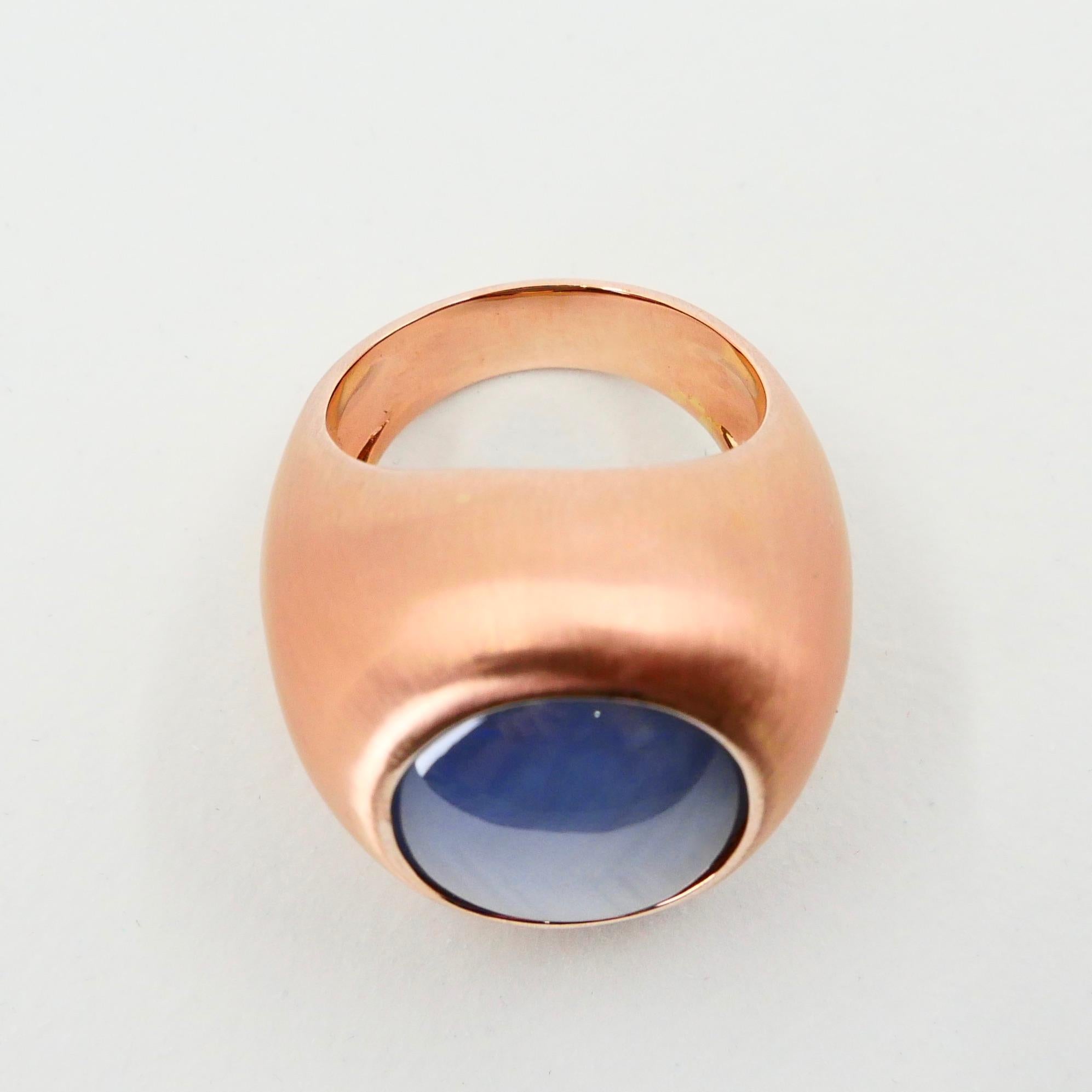 Certified Blue Star Sapphire 39.28 Carat Rose Gold Ring, Unisex, Strong Star 11
