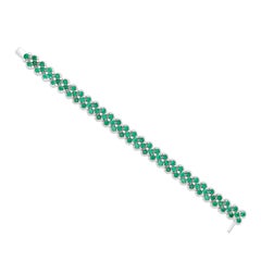 Certified Bracelet with Colombian Emerald and Natural White Diamonds in 18K Gold