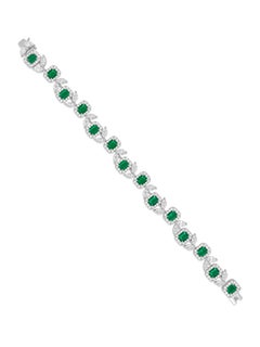 Certified Bracelet with Colombian Emerald and Natural White Diamonds in 18K Gold