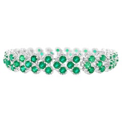 Certified Bracelet with Colombian Emerald and Natural White Diamonds in 18K Gold