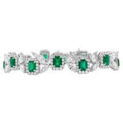 Certified Bracelet with Colombian Emerald and Natural White Diamonds in 18K Gold