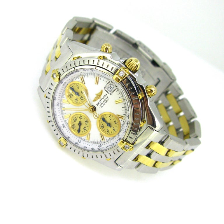 Certified Breitling Chronomat B13050 Yellow Gold Stainless Steel ...