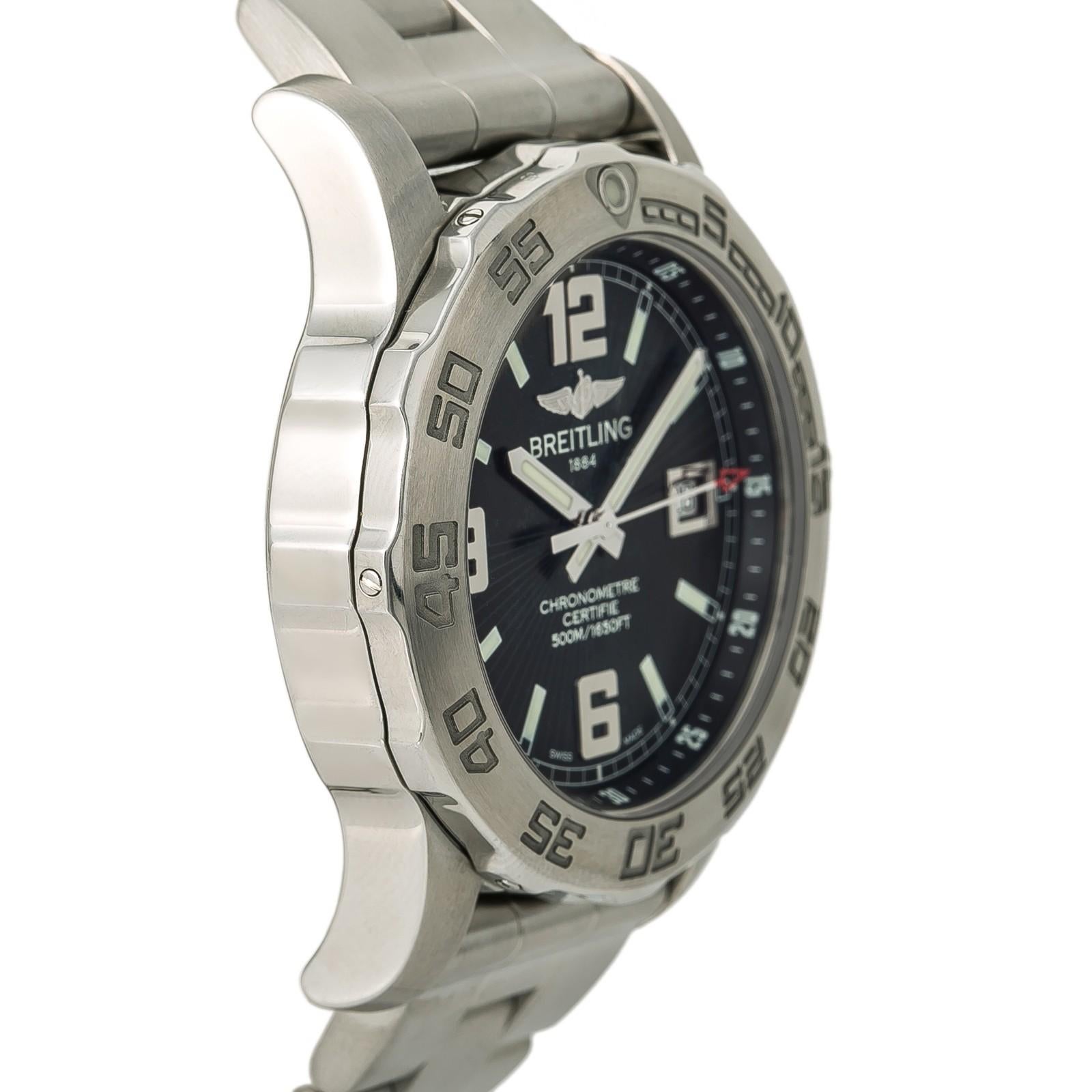 Certified Breitling Colt 44 A74387 Men's Quartz Watch Black Dial Stainless Steel (Zeitgenössisch) im Angebot