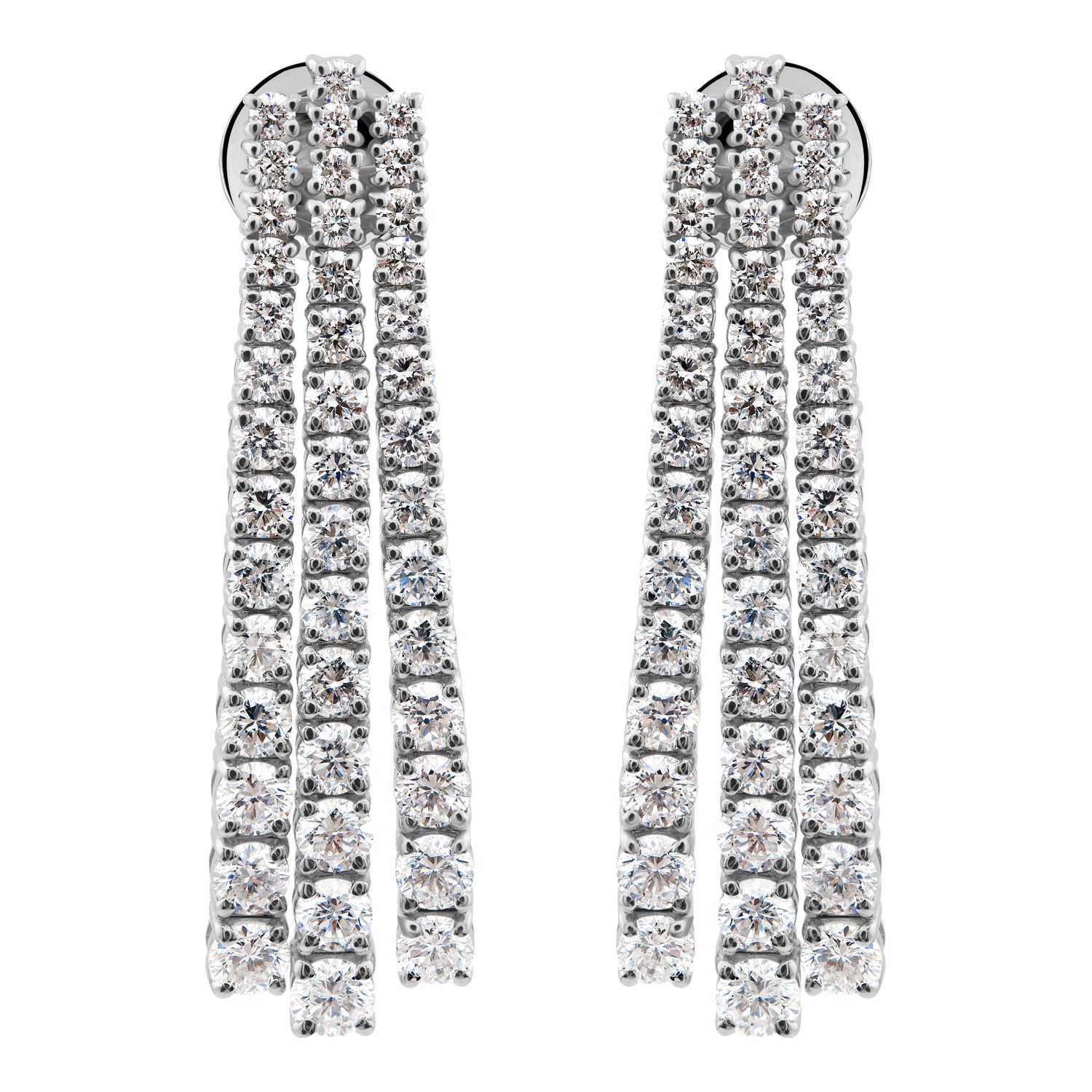 Pendientes colgantes con flecos de diamantes naturales, 3,93 quilates, oro blanco de 14 quilates