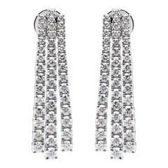 Natural Diamond Fringe Drop Earrings 3.93 Carats in 18K White Gold
