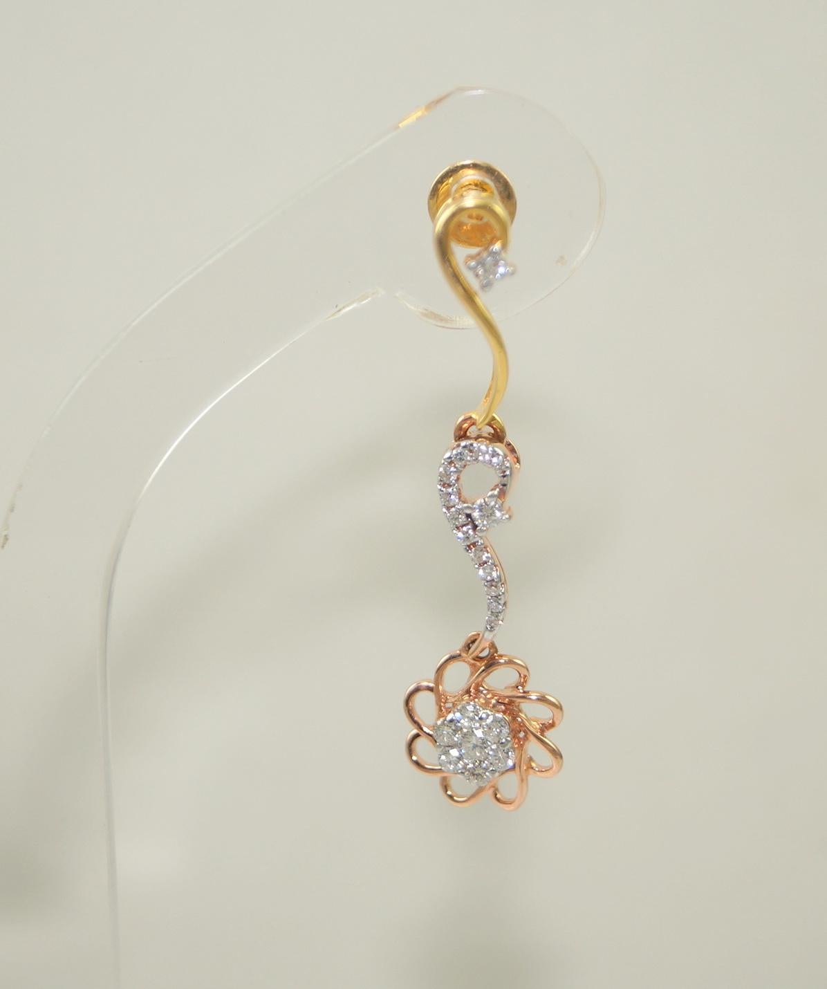 Women's or Men's Certified brilliant cut diamonds 18K rose & yellow gold choker necklace earrings For Sale