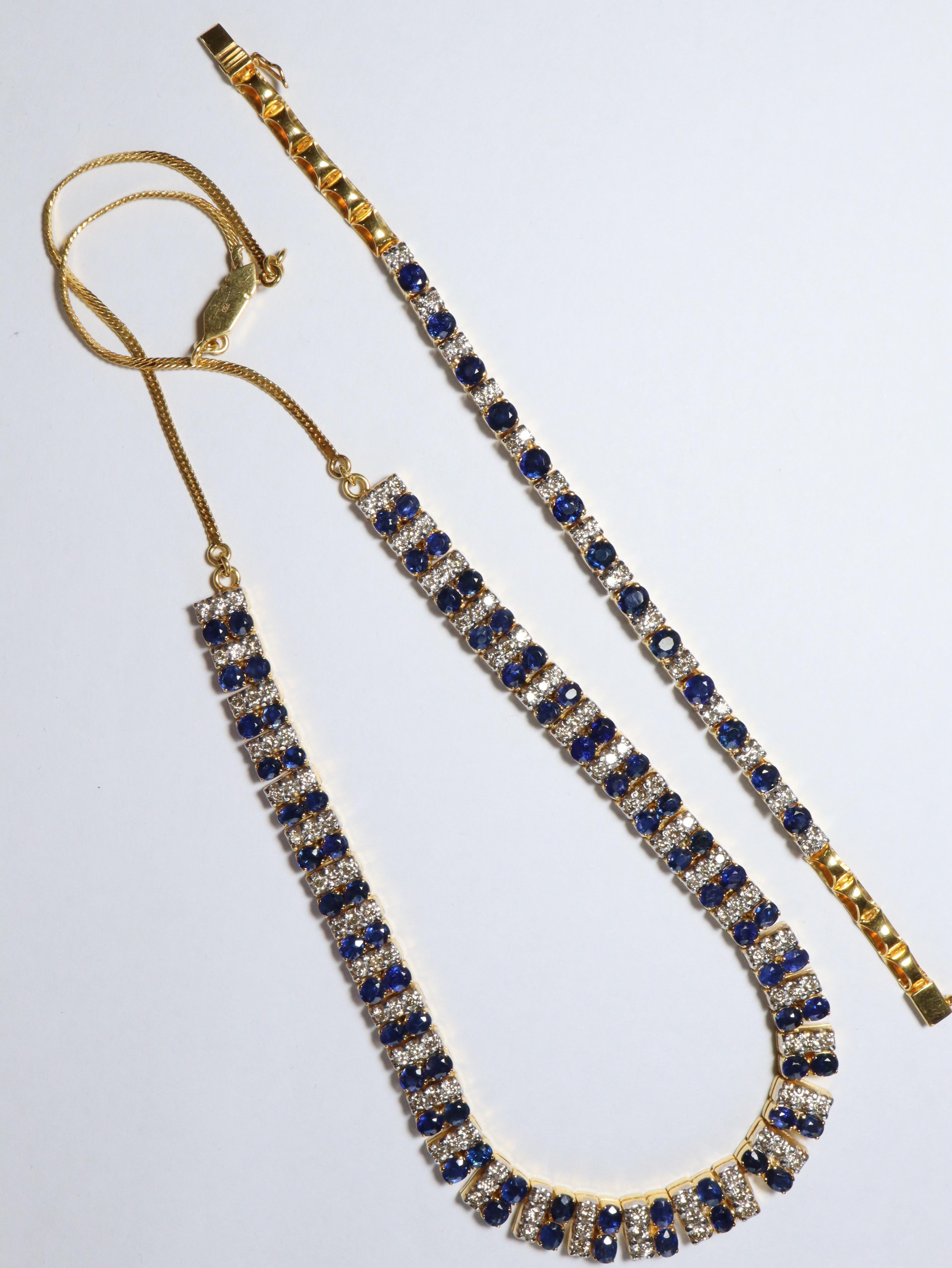 Bracelet en or 18 carats avec saphir bleu de Birmanie certifié sans chaleur et diamants naturels en vente 3