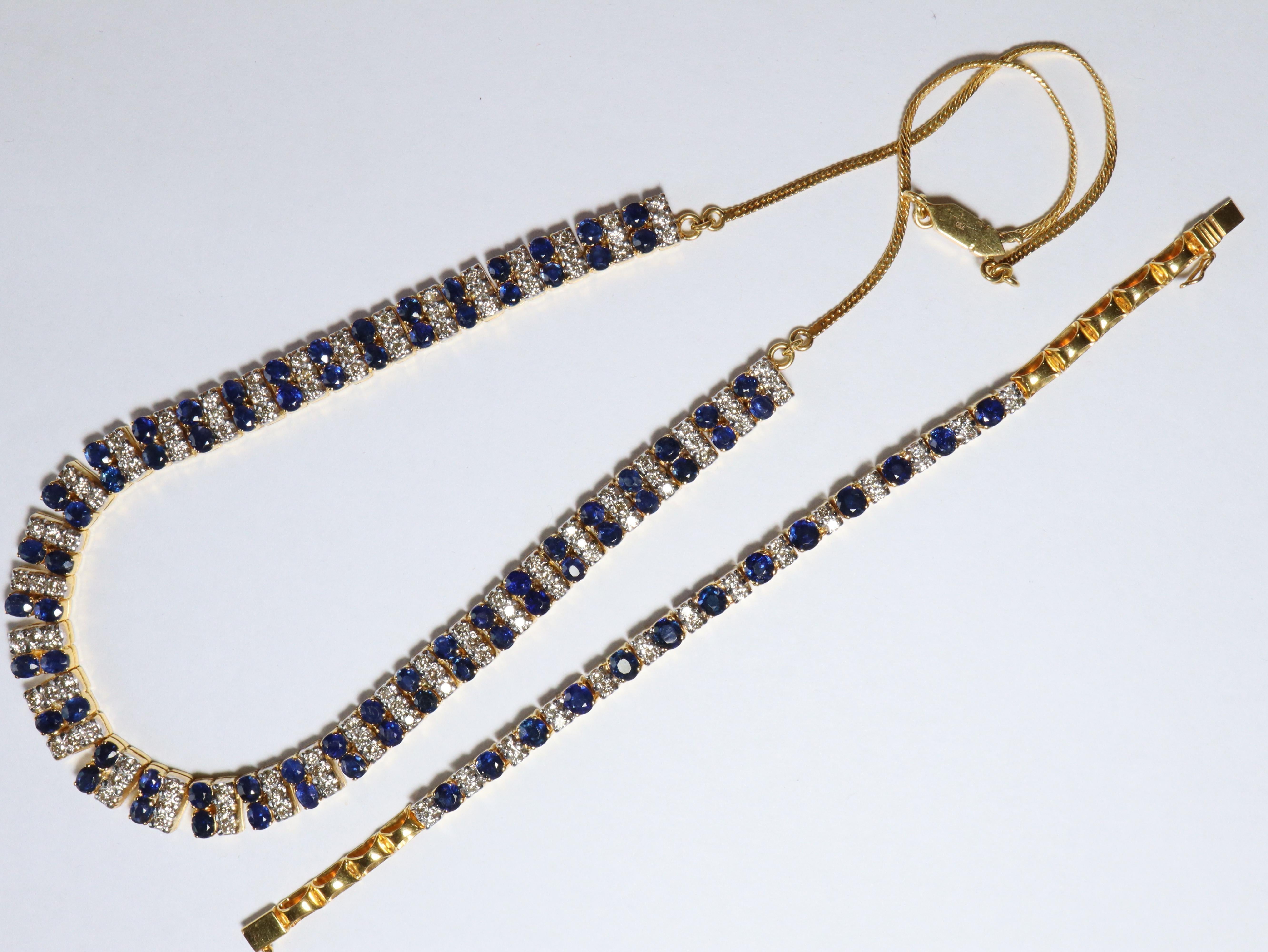Certified Burma No Heat Blue Sapphire Necklace with Natural Diamonds in 18k gold For Sale 3