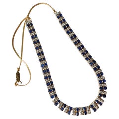 Certified Burma No Heat Blue Sapphire Necklace with Natural Diamonds in 18k gold