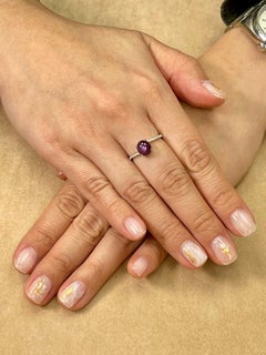 Certified Burma Natural Star Ruby 7.6mm & Diamond Ring. Dainty & Classic!
