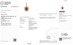 Colgante de rubí y diamante no calentados certificados de Birmania en oro macizo de 18 quilates