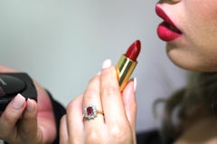 Certified Burmese 'Myanmar' Ruby & Diamond Cluster Ring, Yellow & White 18K Gold