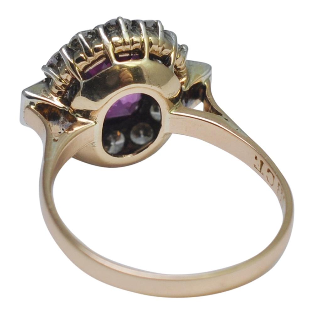 Certified Burmese Pink Sapphire Diamond Gold Ring In Excellent Condition In ALTRINCHAM, GB