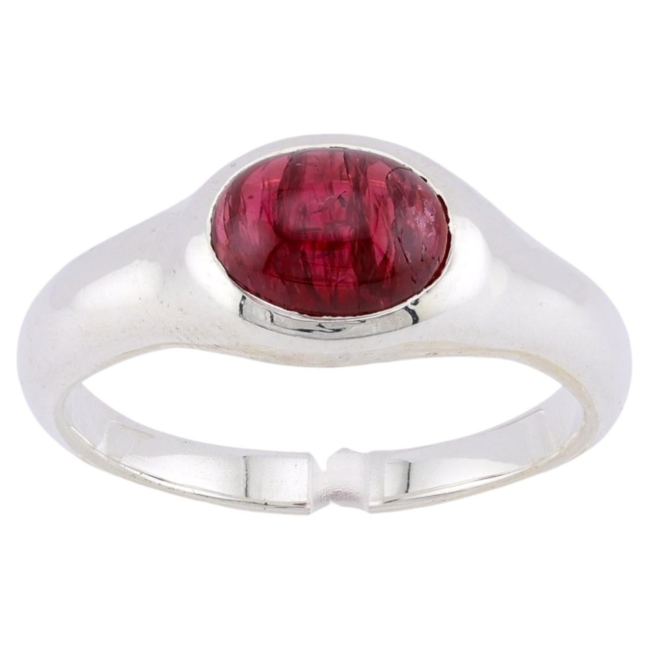 Anillo de plata con espinela roja birmana certificada en venta