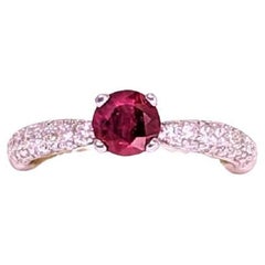 Certified Burmese Ruby '0.71 cts' and Diamond '40=0.30CTS' 18K White Gold Ring