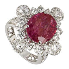 Certified Burmese Ruby and Diamond Ring 7.14 Carat