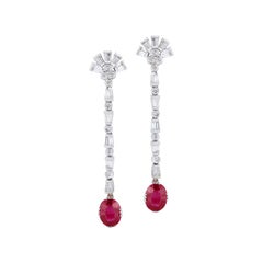 Certified Burmese Ruby & Diamond Dangle Earrings