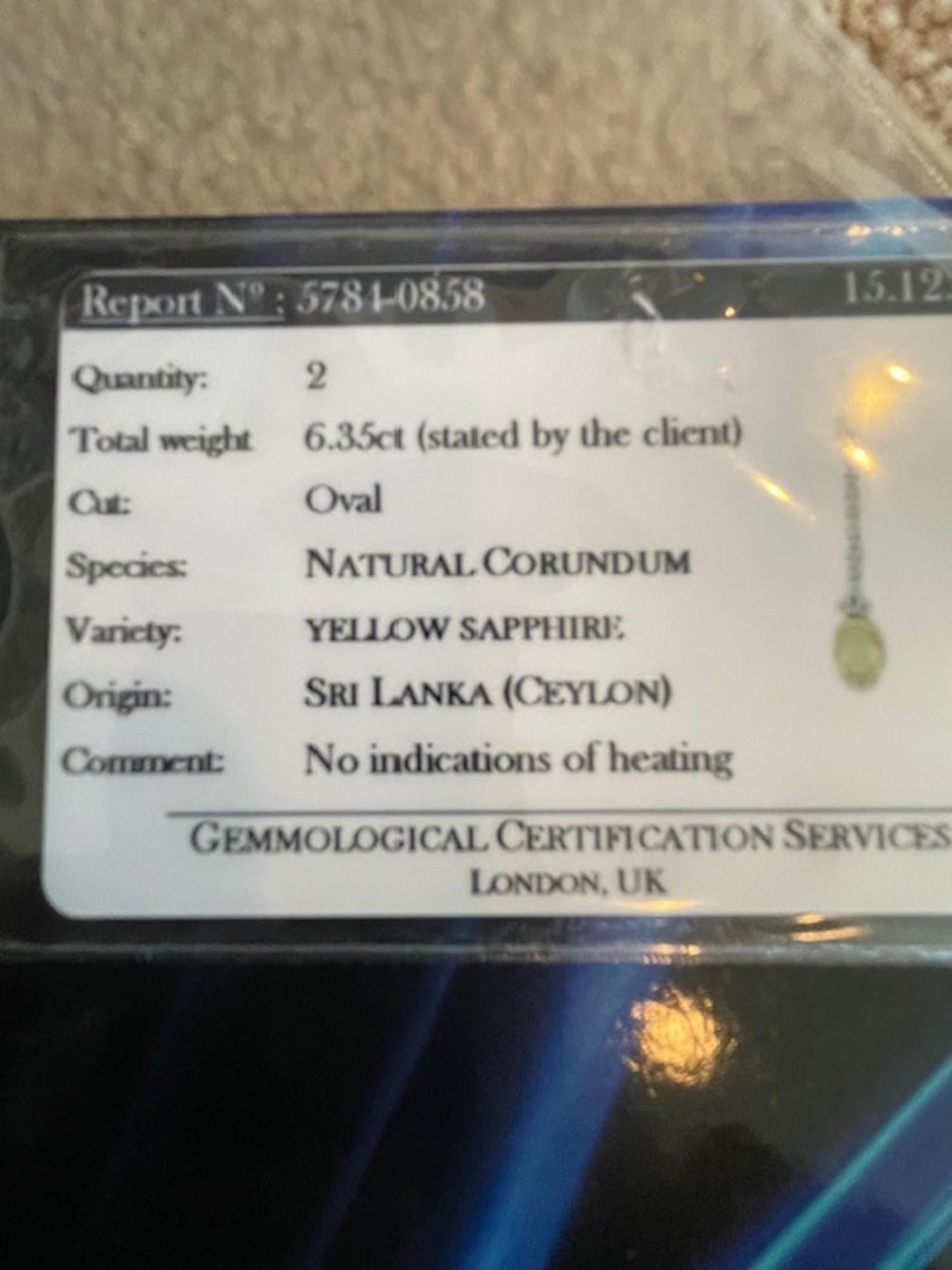 Orecchini a goccia con diamante giallo zaffiro certificato Ceylon senza calore in vendita 7