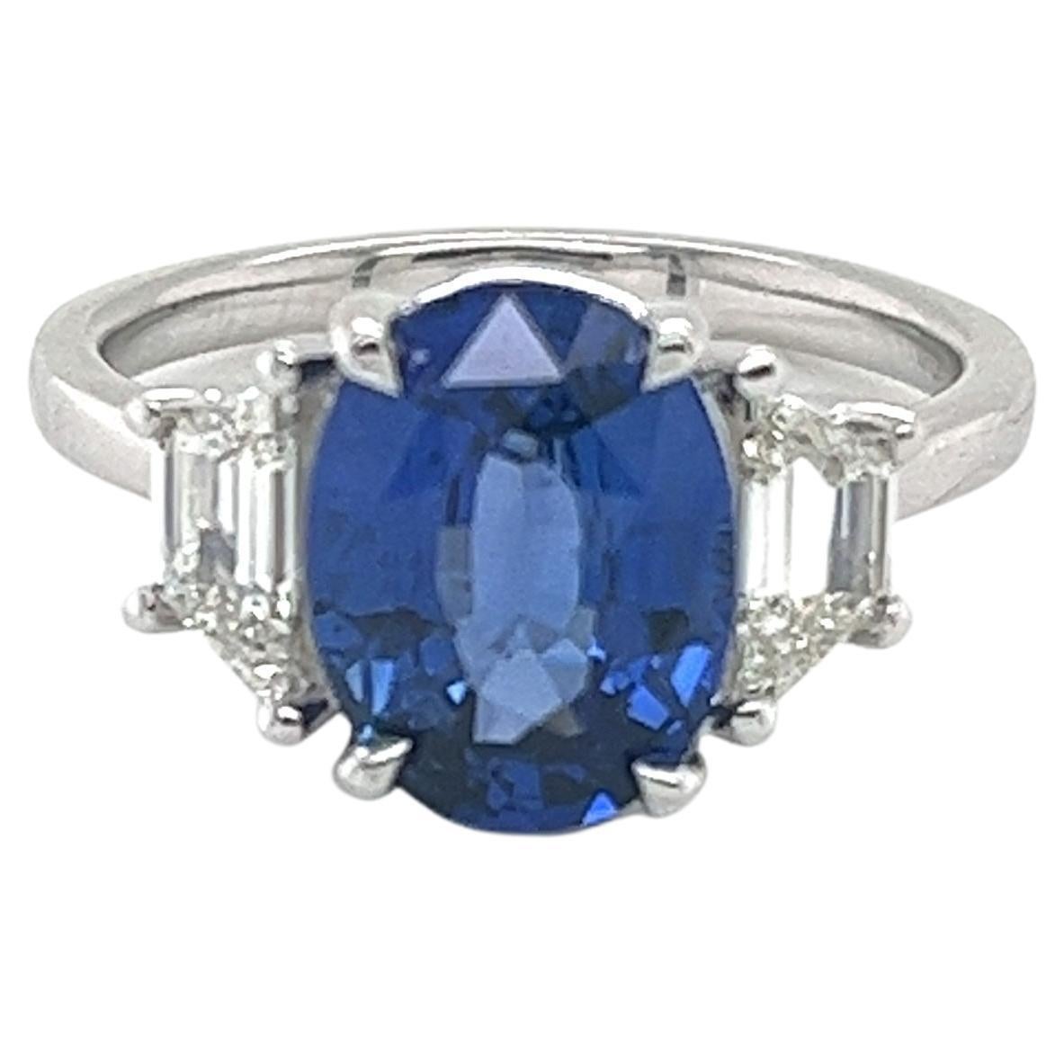Certified Ceylon Sapphire & Diamond Ring in Platinum