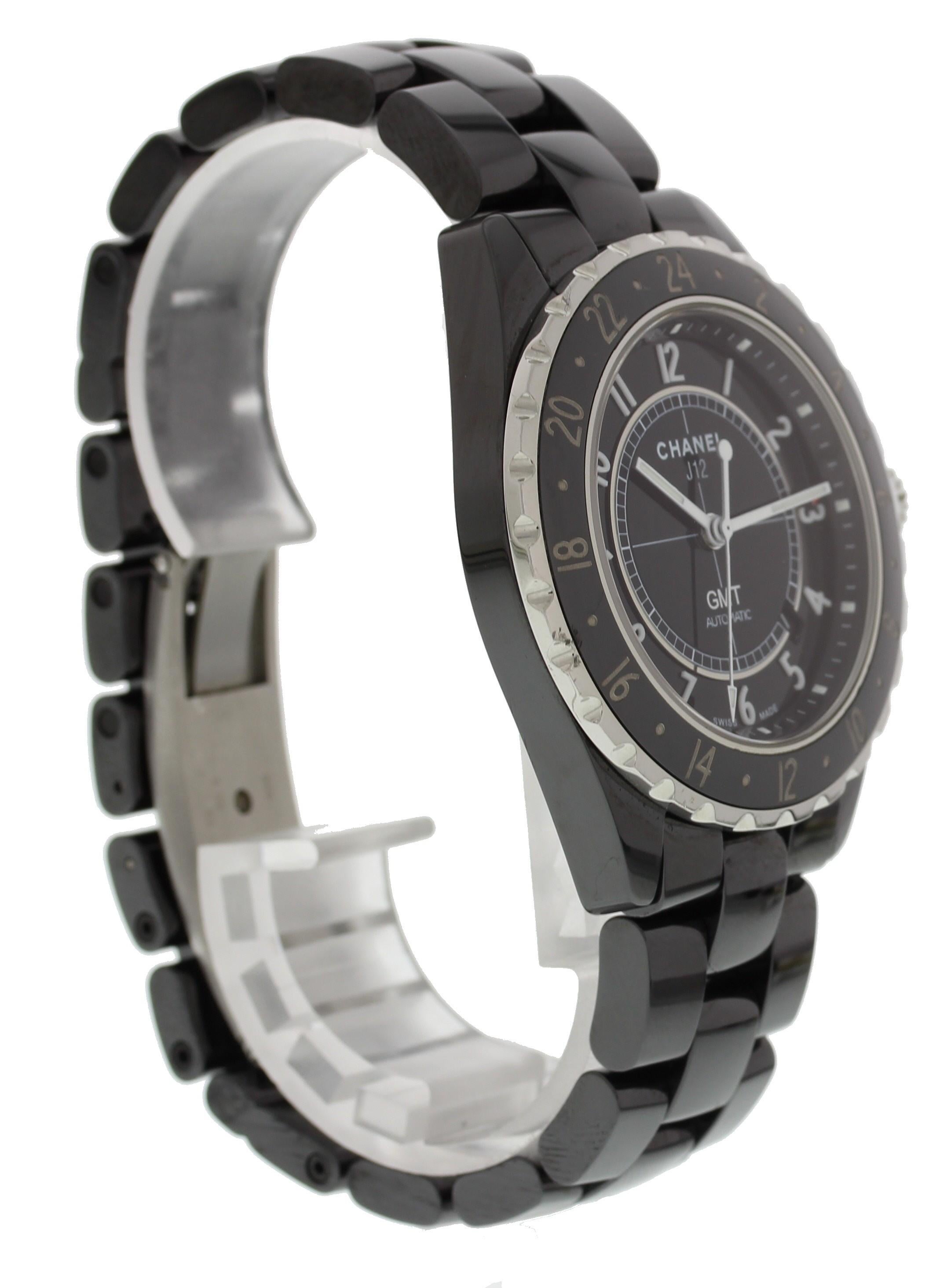 Contemporary Certified Chanel J12 H2012 with Band, Ceramic Bezel and Black Dial