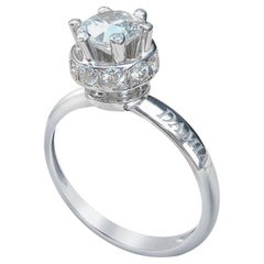Certified Classical 1 Karat Round Diamond 18 Karat White Gold Engagement Ring
