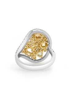 Certified Cocktail Ring with Natural Fancy Color Rose-Cut Diamonds in 18K Gold