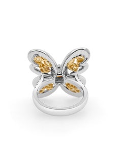 Anillo de cóctel certificado con diamantes naturales talla mixta color fantasía en oro de 18 quilates