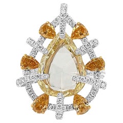 Certified Cocktail Ring with Natural Fancy Color Mix Cut Diamonds in 18K Gold