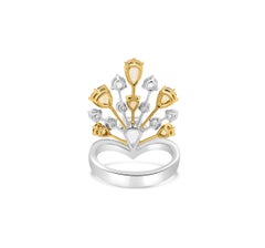 Anello cocktail certificato con diamanti Nature Fancy Color taglio rosa in oro 18 carati