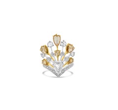 Anello cocktail certificato con diamanti Nature Fancy Color taglio rosa in oro 18 carati