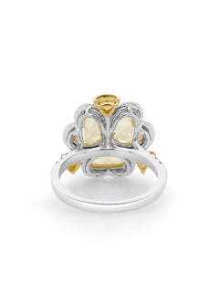 Anello da cocktail certificato con diamanti naturali Fancy Color Rosecut in oro 18 carati