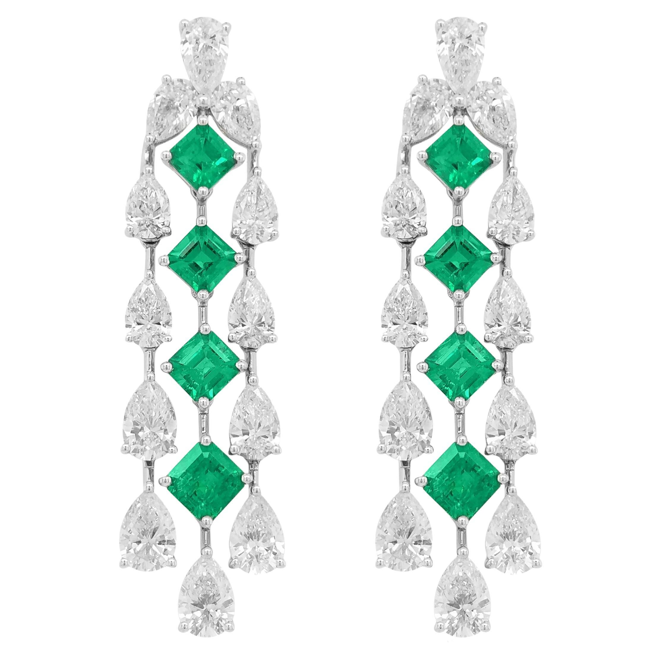Certified Colombian Emerald 18k Gold Drop Earrings