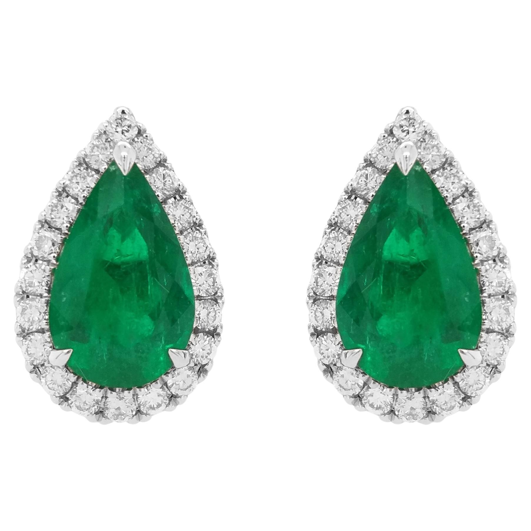 Certified Colombian Emerald 18k Gold Stud Earrings