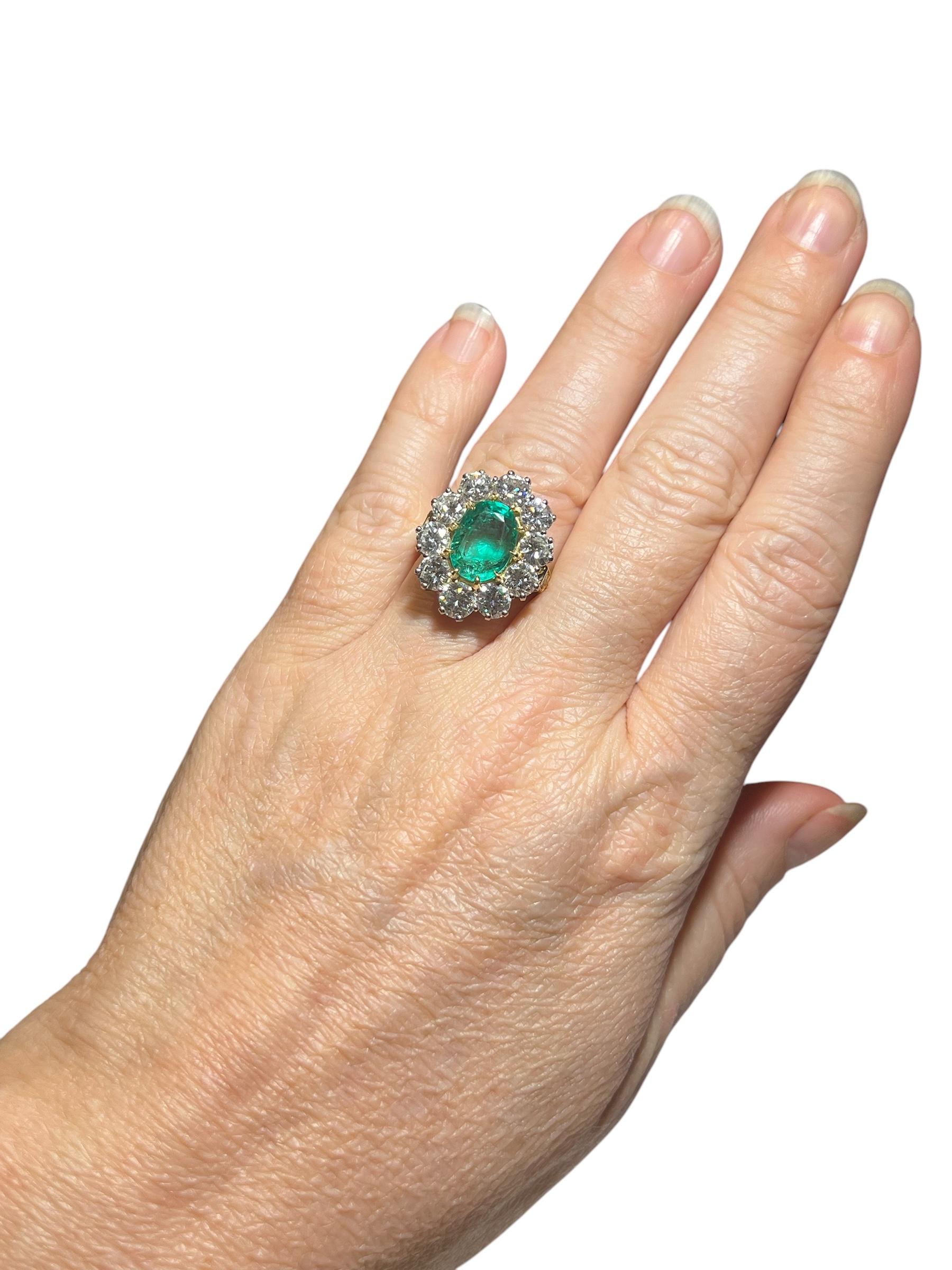 Bague en or 18 carats avec émeraude colombienne certifiée de 4,99 carats et diamants de 3,92 carats en vente 1